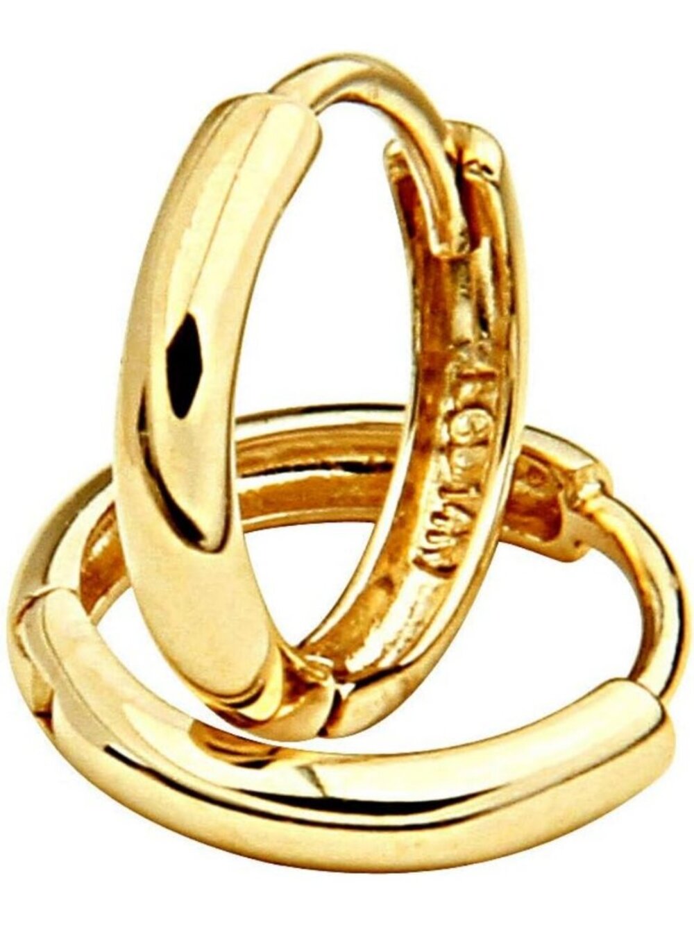 14k Gold Huggie Earrings, 1.5mm Thick, Yellow or White Gold, 8x8mm Stylish Hoops